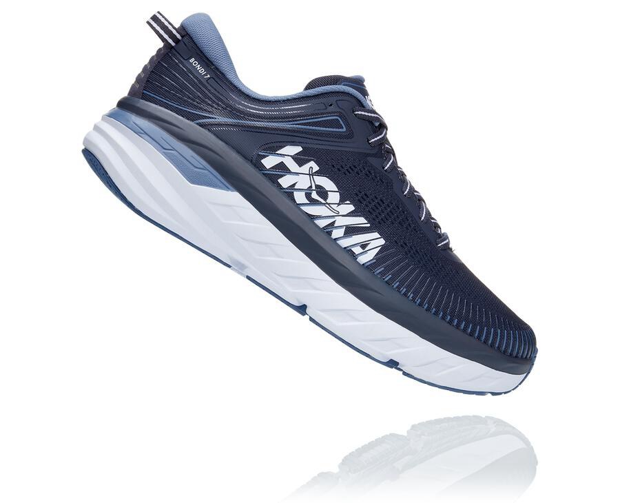 Running Shoes Mens - Hoka One One Bondi 7 - Navy - TDNOVPY-97